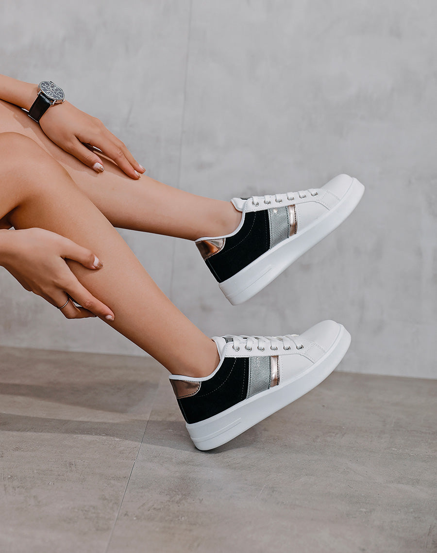 Basket bi-matière blanches et noires