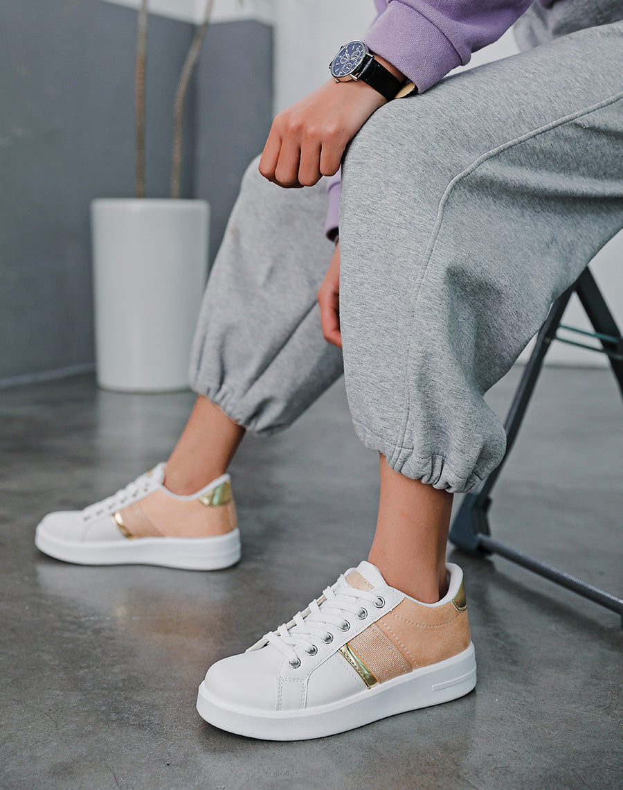 Basket bi-matière blanches et rose