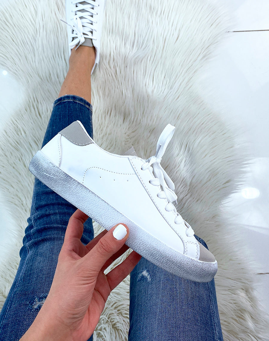 Basket blanche et gris mat