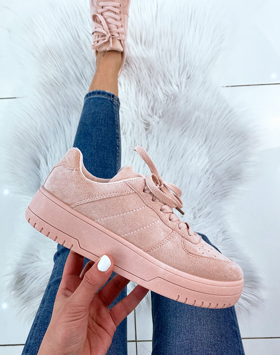 Basket rose en suédine