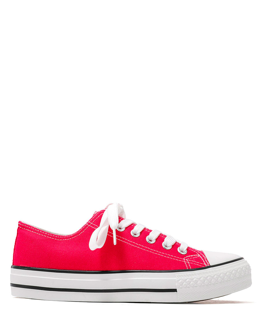 Baskets basses en tissu rose fushia