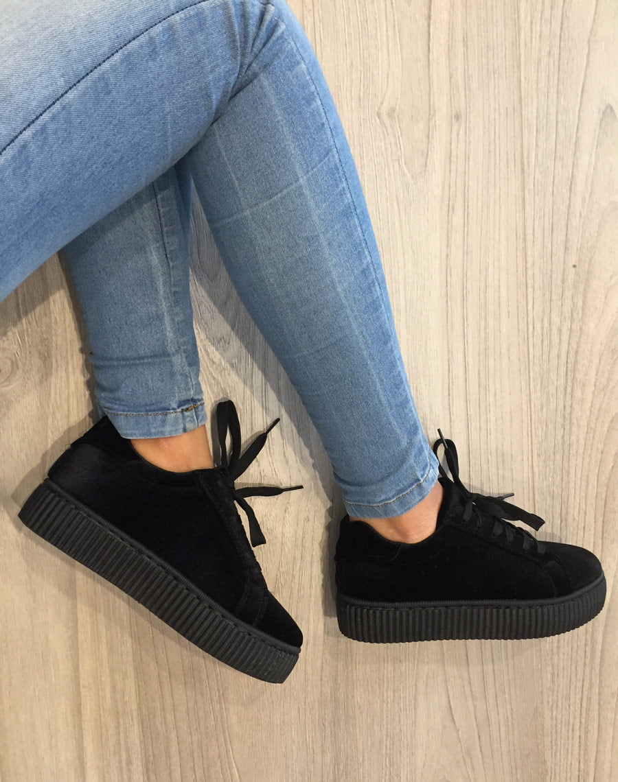 Baskets basses noires en velours