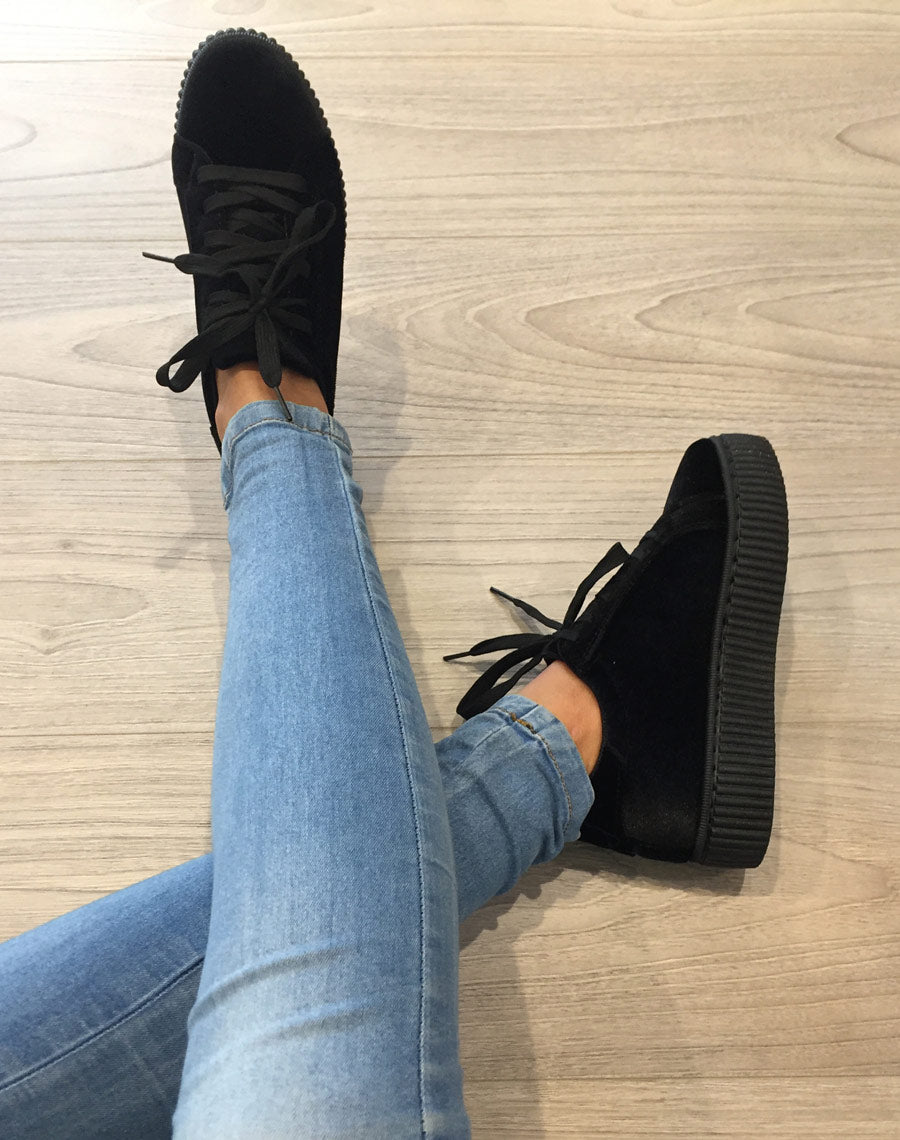 Baskets basses noires en velours