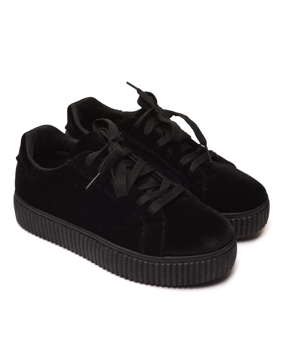 Baskets basses noires en velours