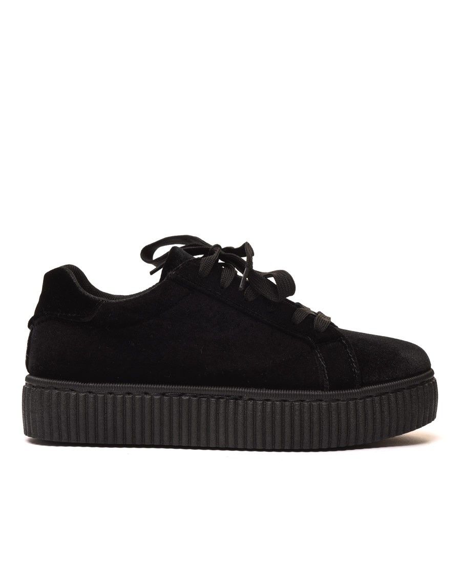 Baskets basses noires en velours
