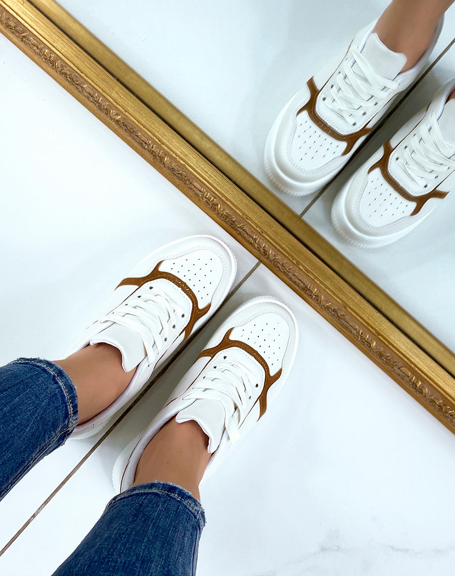 Baskets beiges et camel