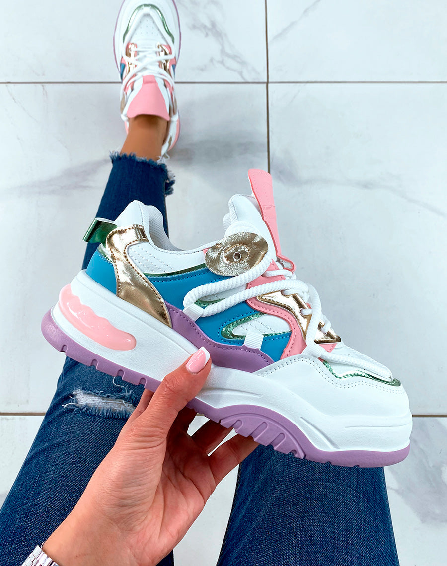 BASKETS BI-COULEURS ? MULTIPLES D?TAILS ET LACET EN CORDE