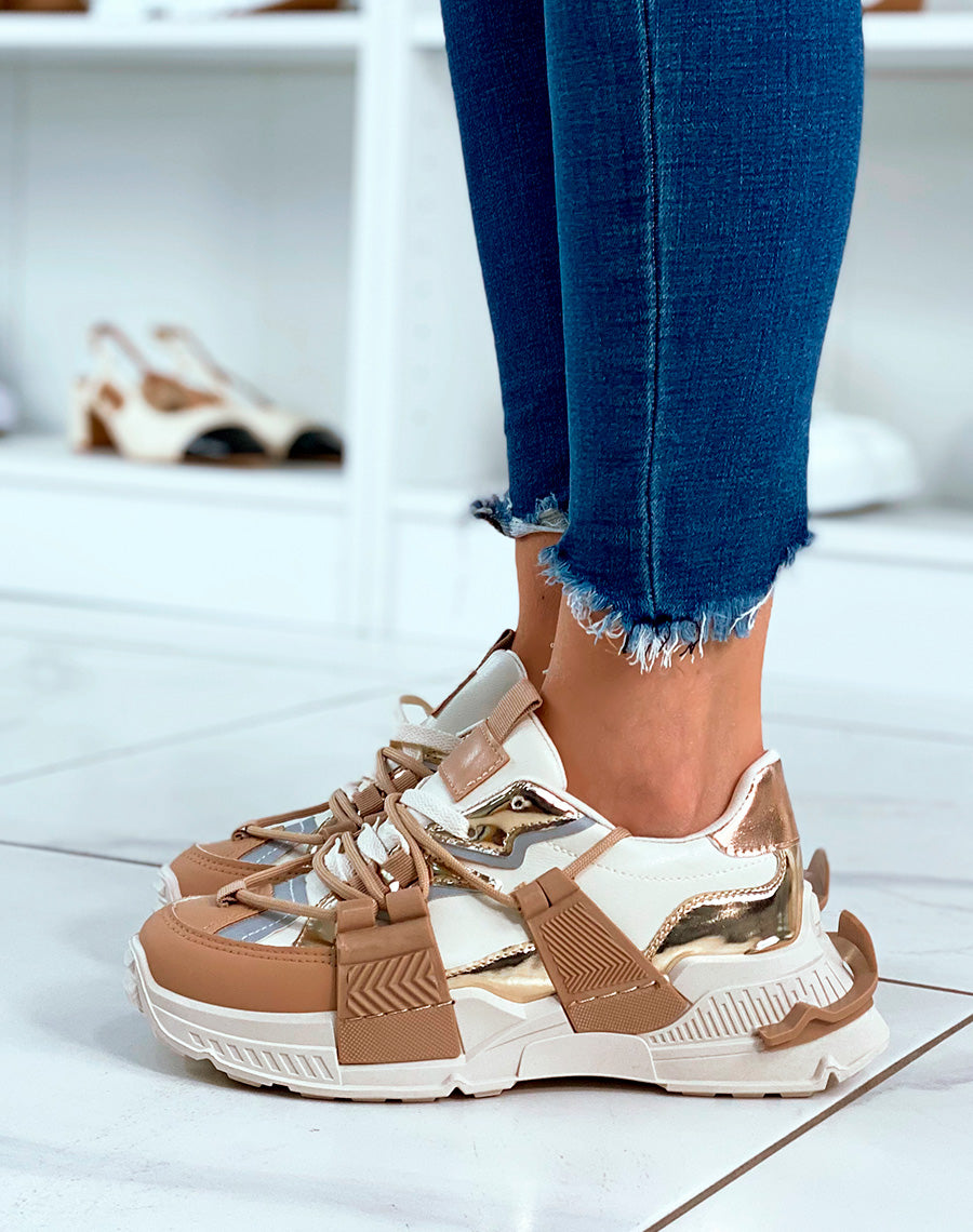 BASKETS ? EMPI?CEMENT BEIGES POUR FEMMES