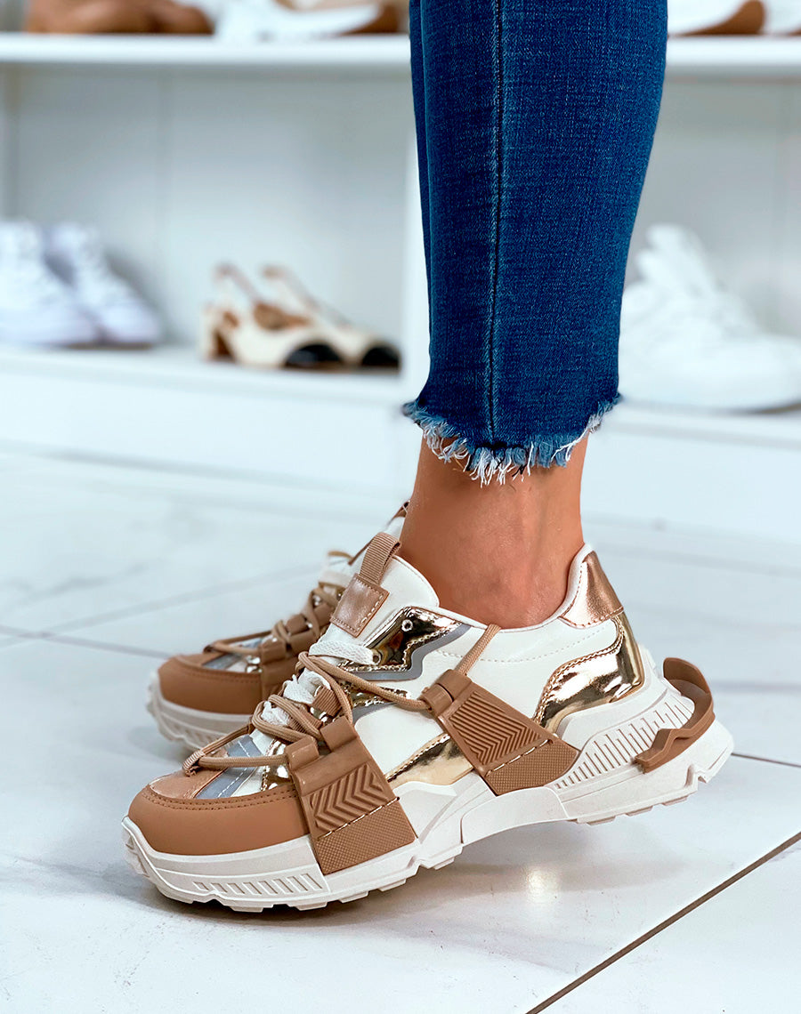BASKETS ? EMPI?CEMENT BEIGES POUR FEMMES
