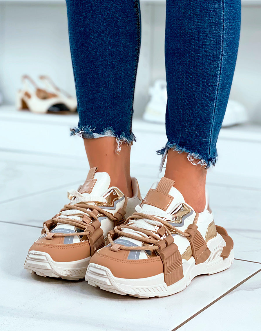 BASKETS ? EMPI?CEMENT BEIGES POUR FEMMES