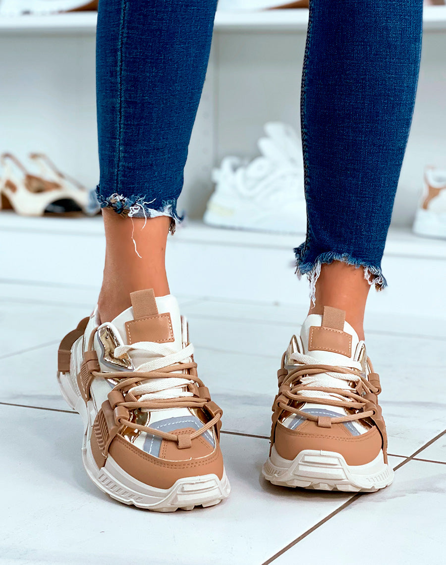 BASKETS ? EMPI?CEMENT BEIGES POUR FEMMES