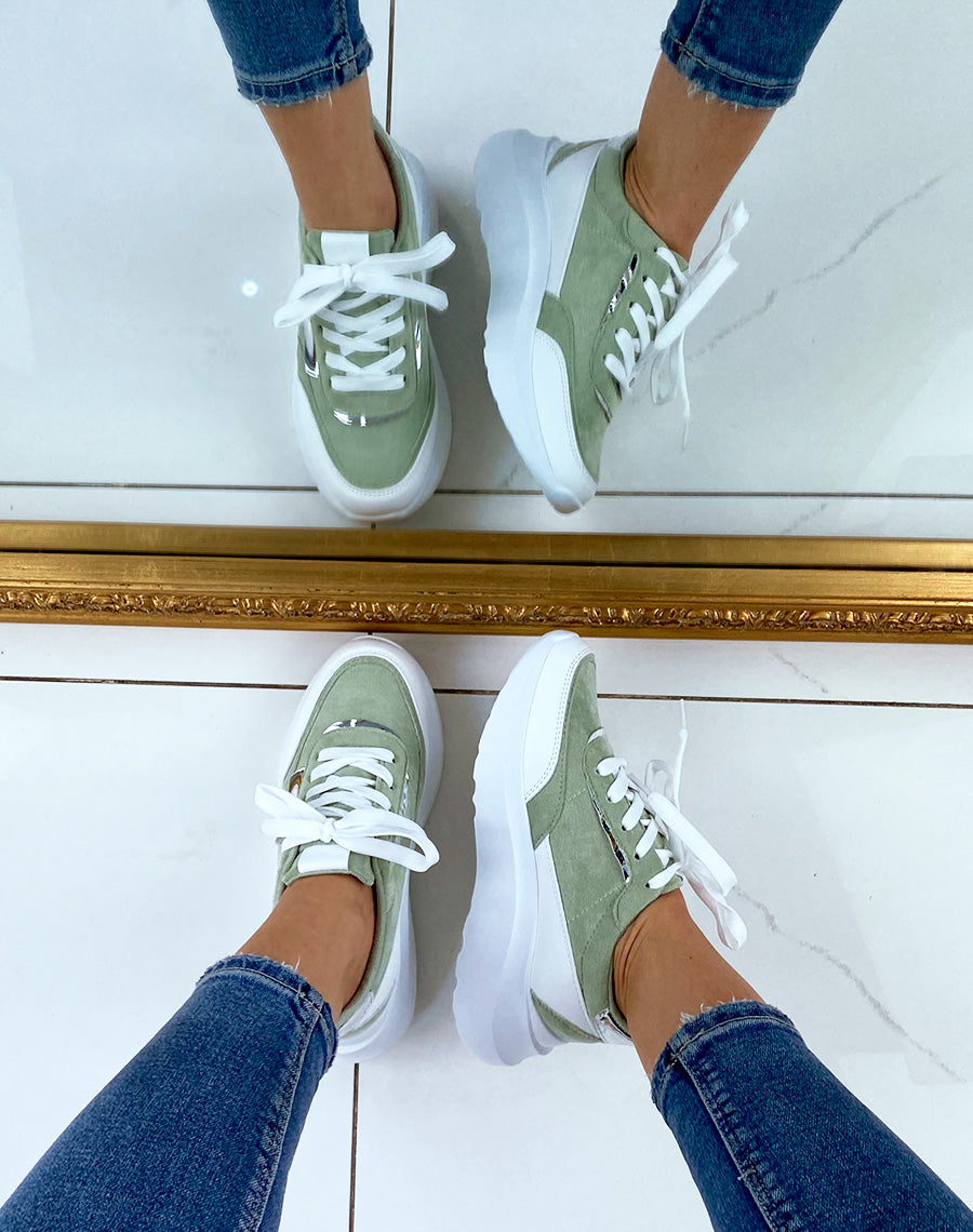 Baskets vert pastel