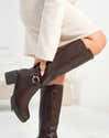 Bottes Montantes Femme Avec Boucles - Bottes D'équitation Talon Bloc Pour Automne Hiver | Style Classique, Fermeture éclair Intérieure - 13