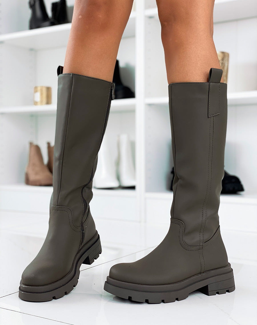 Bottes hautes vert kaki gommées