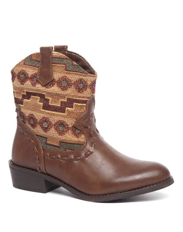 Bottes Ideal tissus motif ethnique marron
