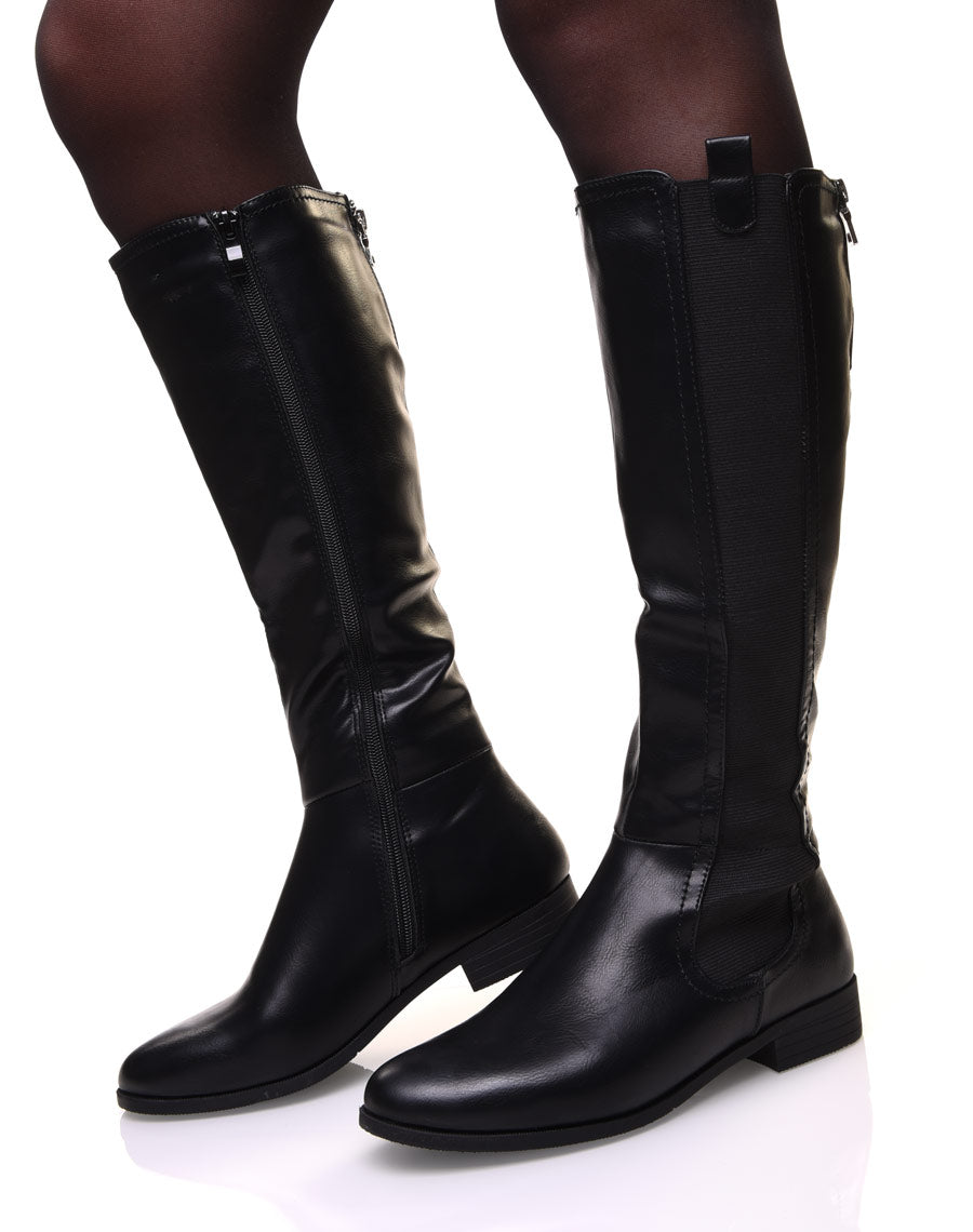 Bottes noir cavalière à petit talon