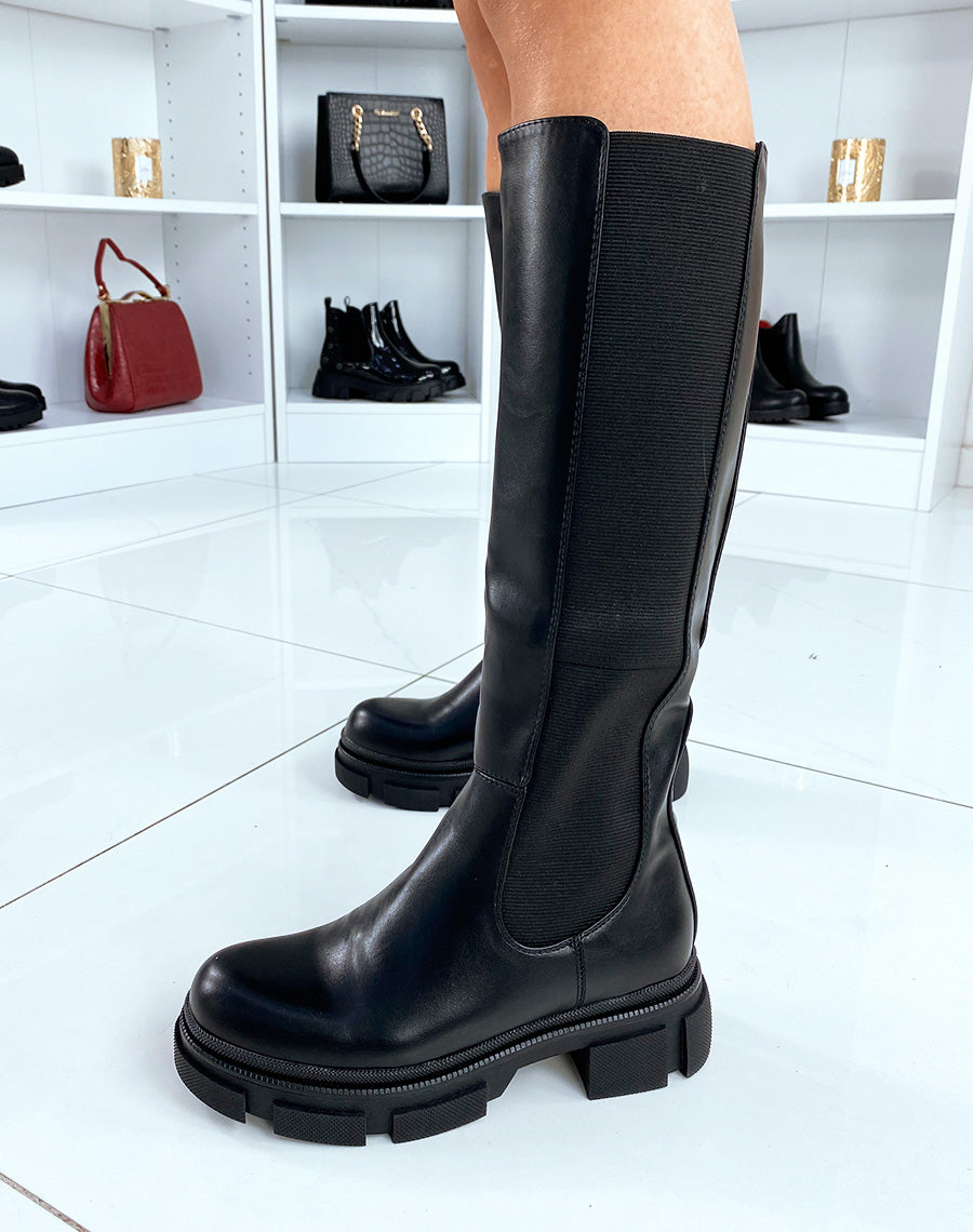 Bottes noires à bi-matières