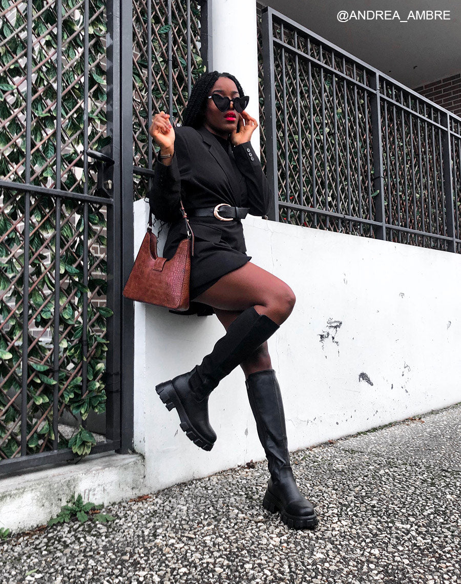 Bottes noires façon chelsea à semelles crantées