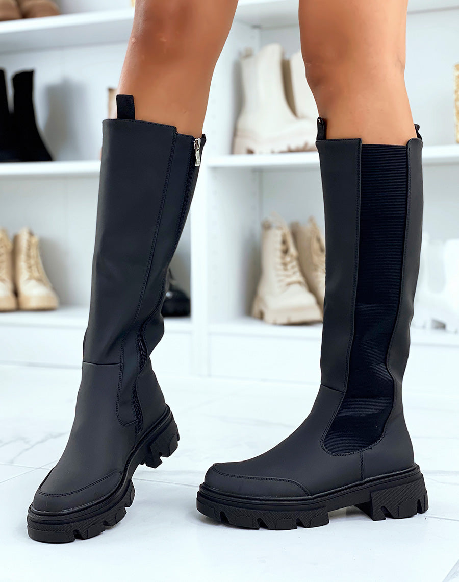 Bottes noires style chelsea effet imperméable