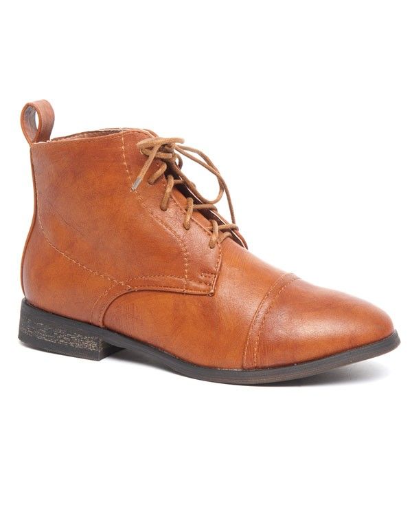 Bottine cavalière Ideal camel à lacets talon court