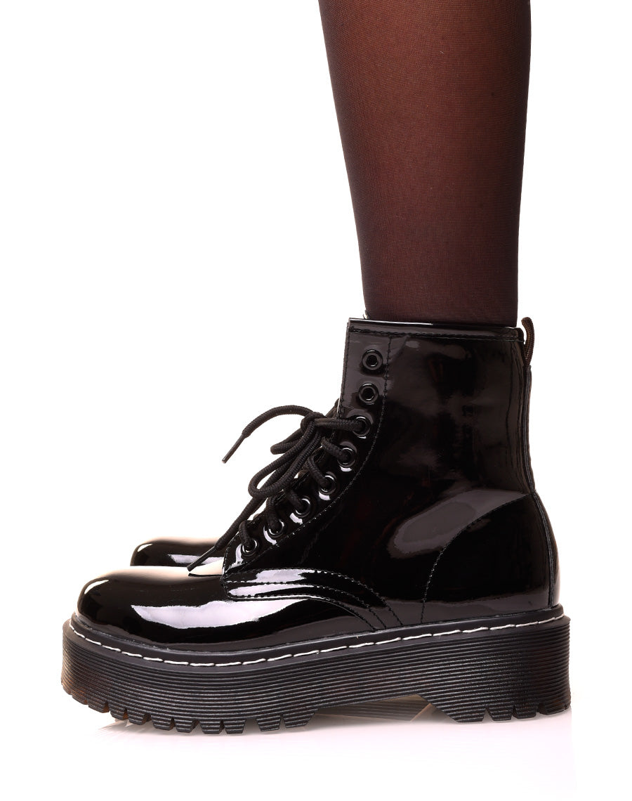 Bottine noire vernis à plateforme