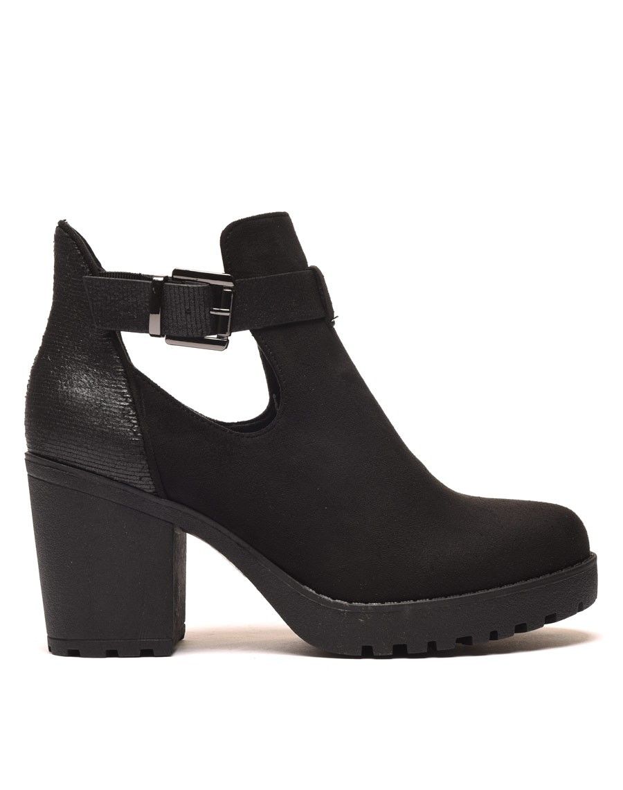 Bottines ajourées noires avec sangle à boucle 