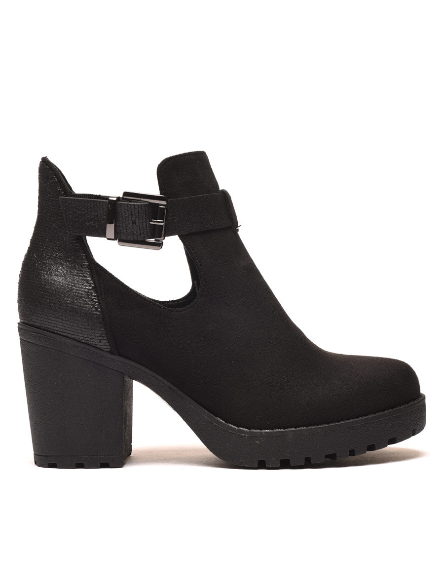 Bottines ajourées noires avec sangle à boucle 