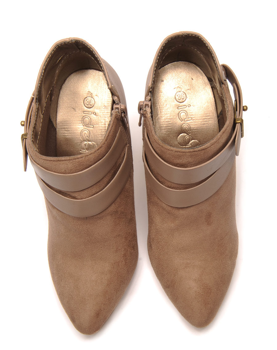 Bottines beige à talon