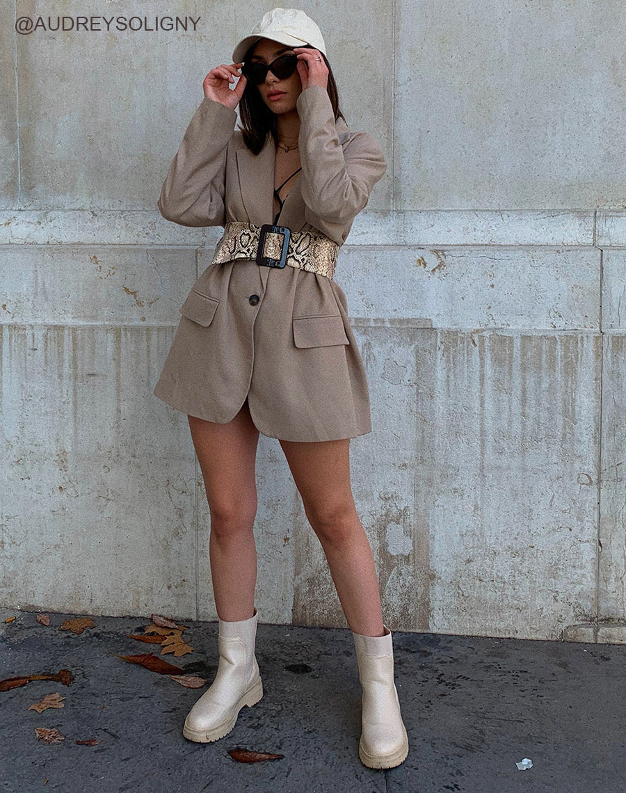 Bottines beiges à empiècements et élastiques