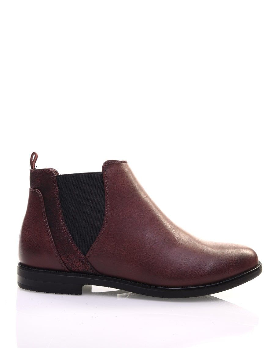 Bottines bordeaux plates métallisées