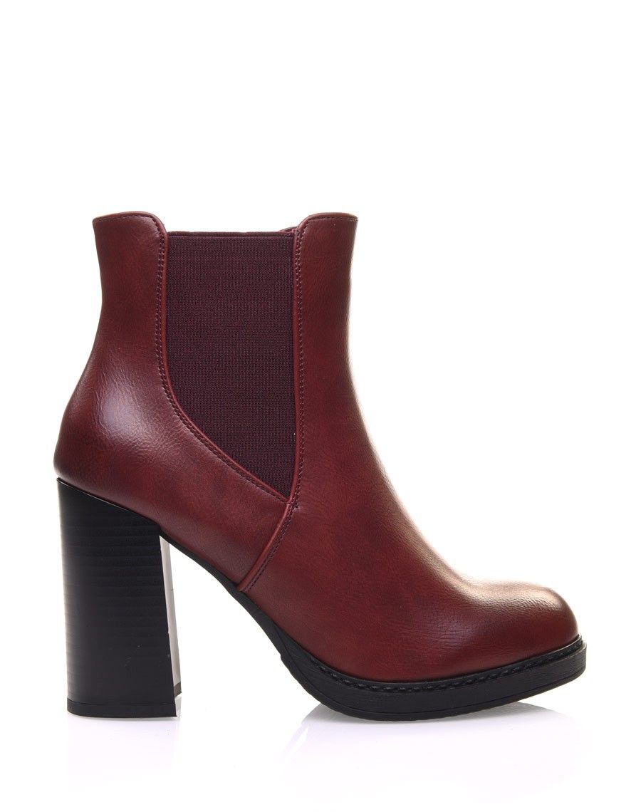 Bottines bordeaux semi-montantes élastiques