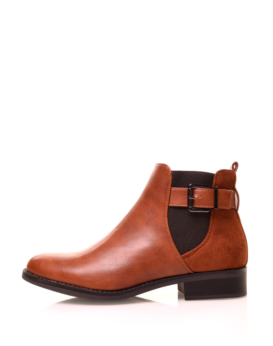 Bottines camel bi-matières