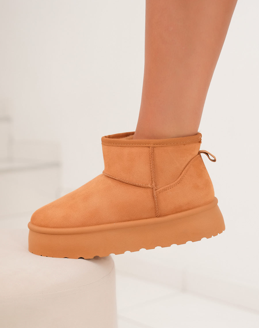 BOTTINES CAMEL ? PLATEFORME FOURR?ES