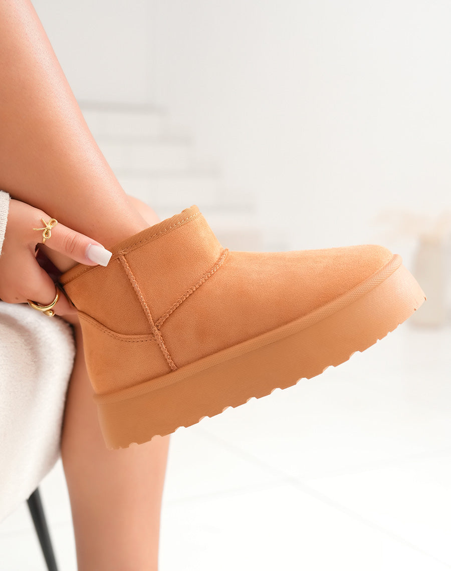 BOTTINES CAMEL ? PLATEFORME FOURR?ES