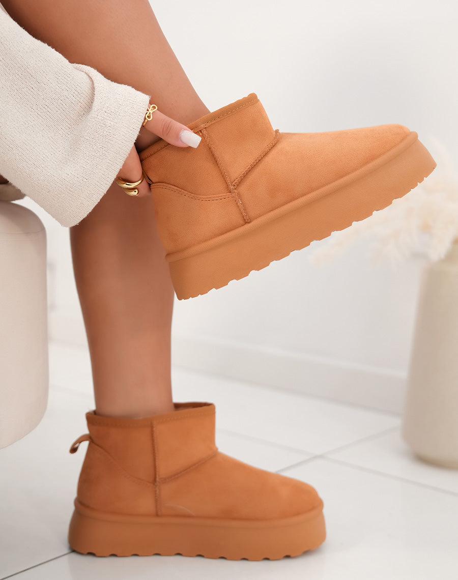 BOTTINES CAMEL ? PLATEFORME FOURR?ES