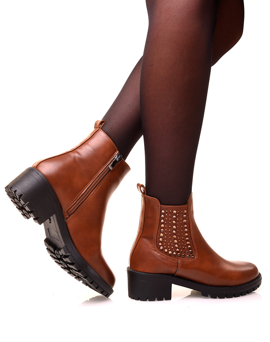Bottines camel à strass