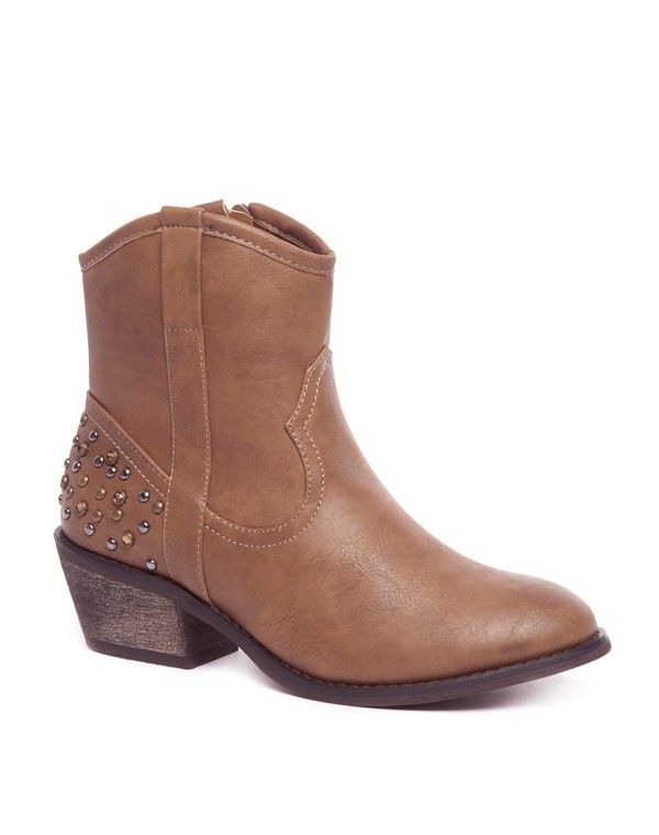 Bottines cloutées kaki à talon Ideal
