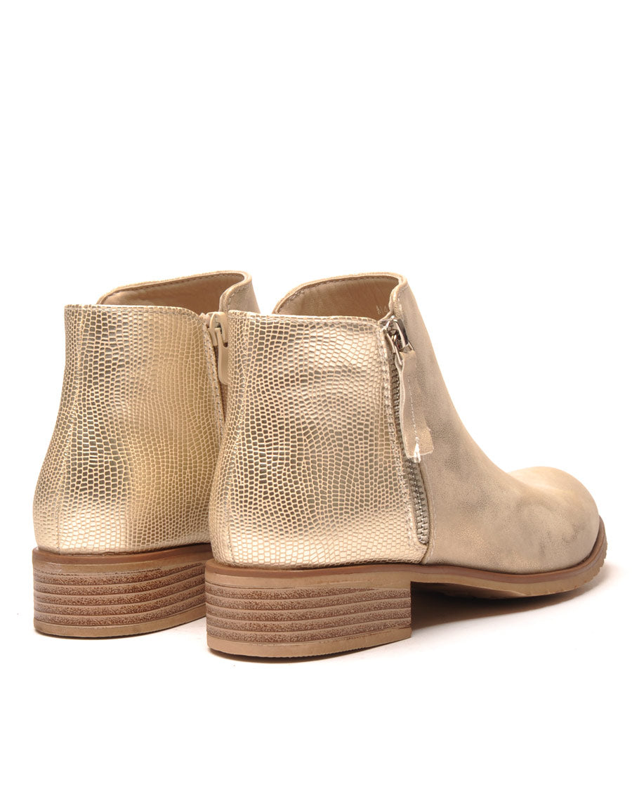 Bottines dorées bi-matière