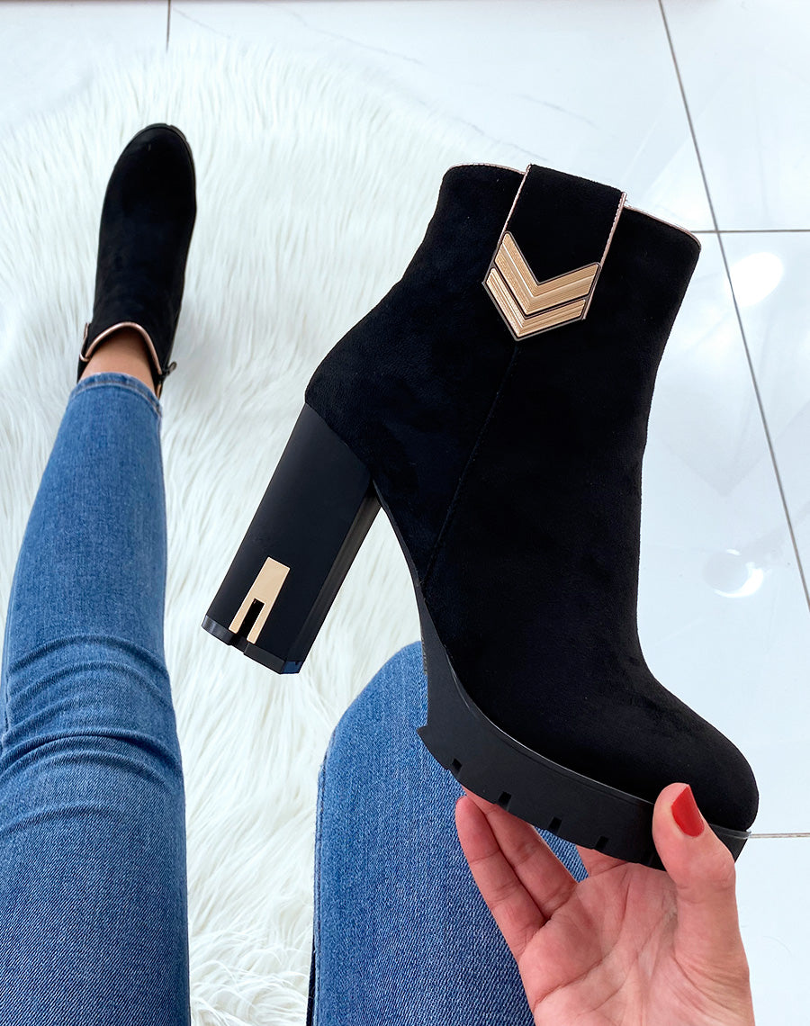 Bottines en suédine noires à talons
