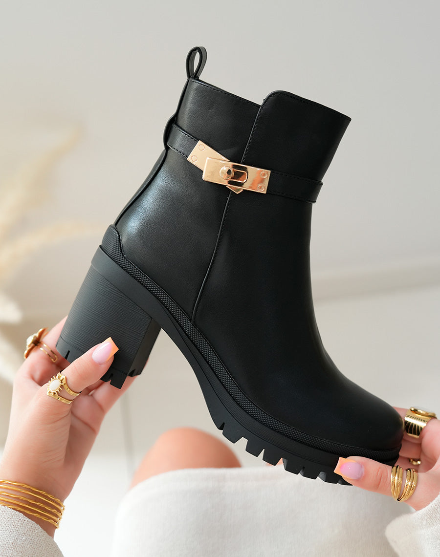 Bottine Talon Bottine En Cuir Noir Femme Femme Talon Bottines Cuir