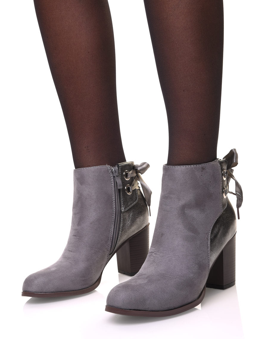 Bottines grises irisées à noeud