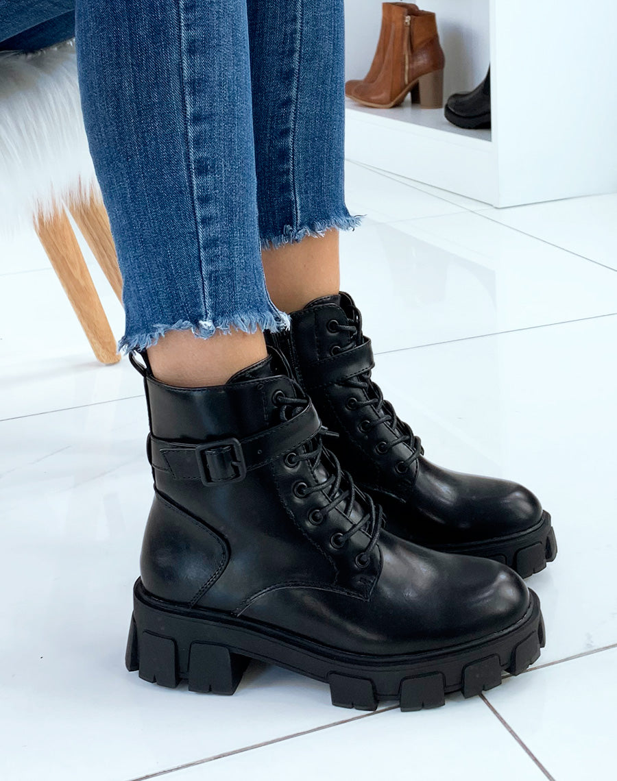 Bottines hautes noires à plateforme