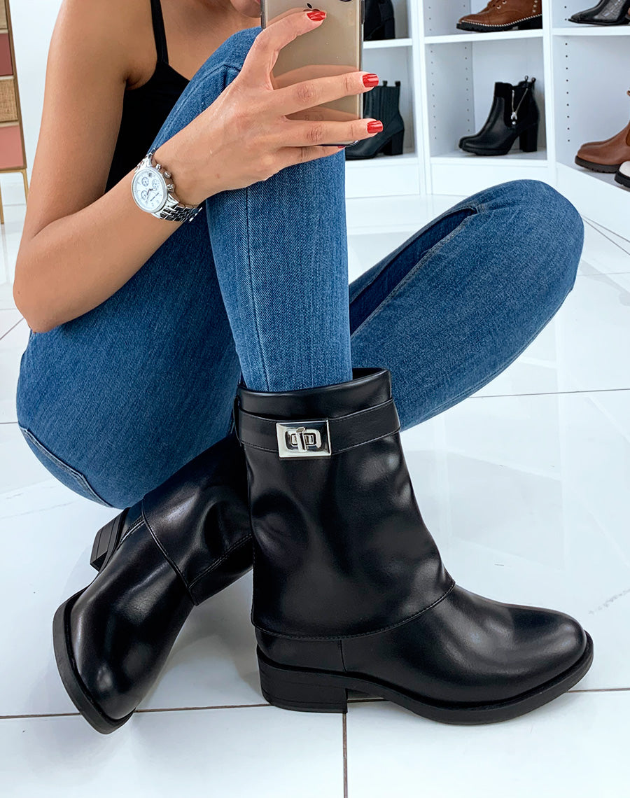 Bottines hautes noires style Shark