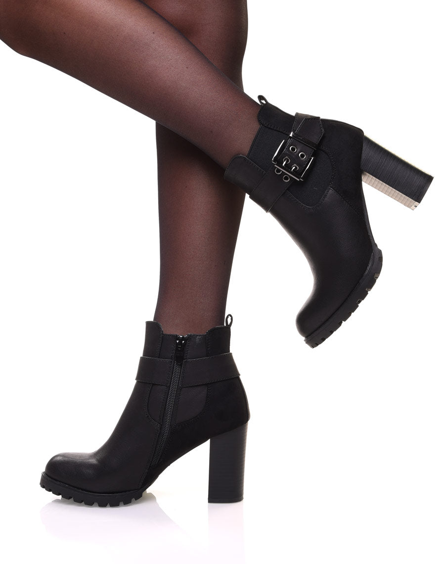 Bottines élastiques noires à talon