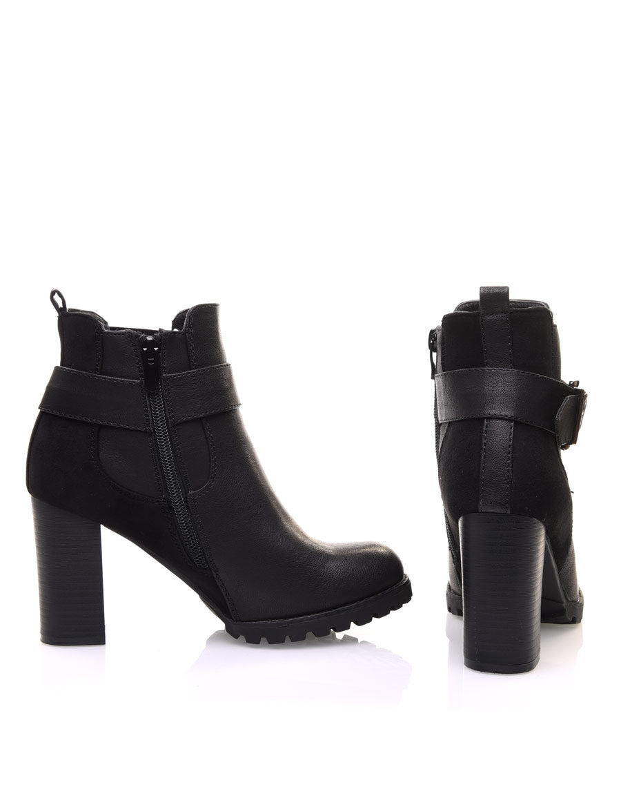Bottines élastiques noires à talon