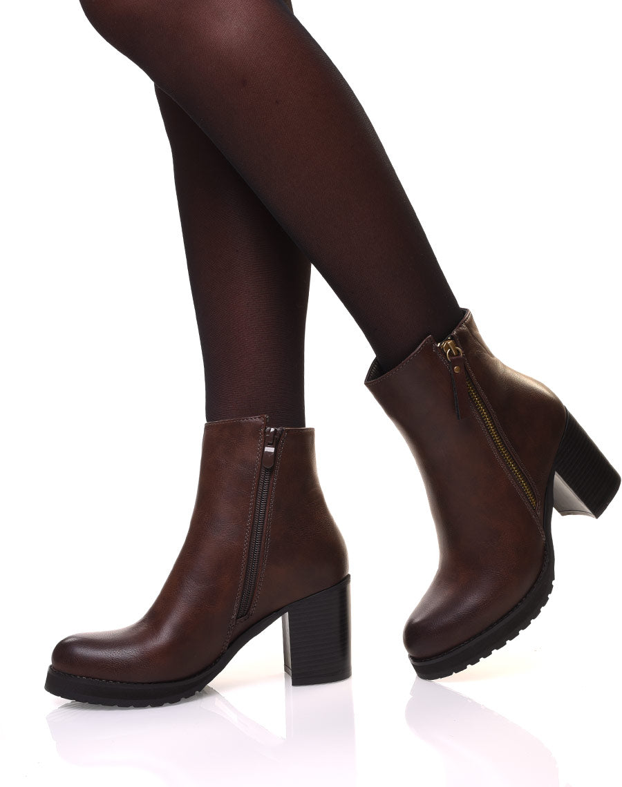 Bottines marron à talons