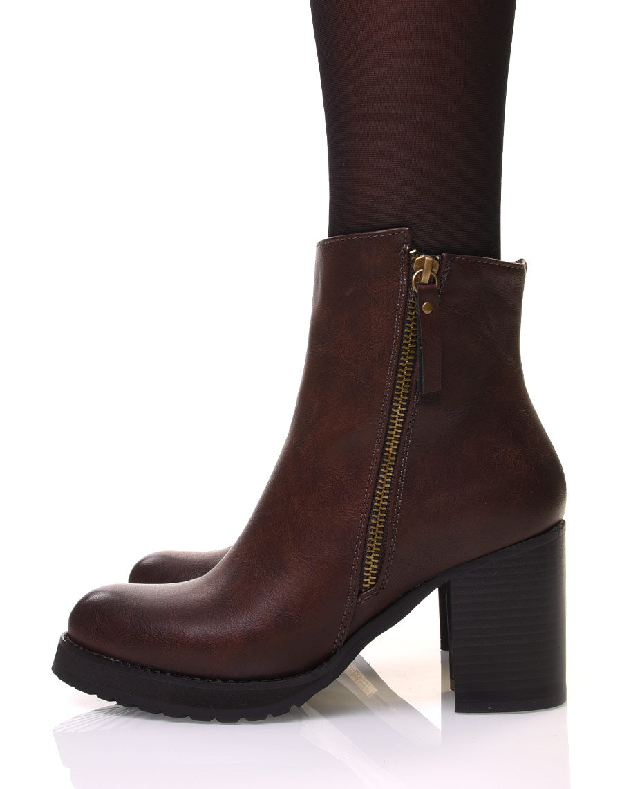 Bottines marron à talons
