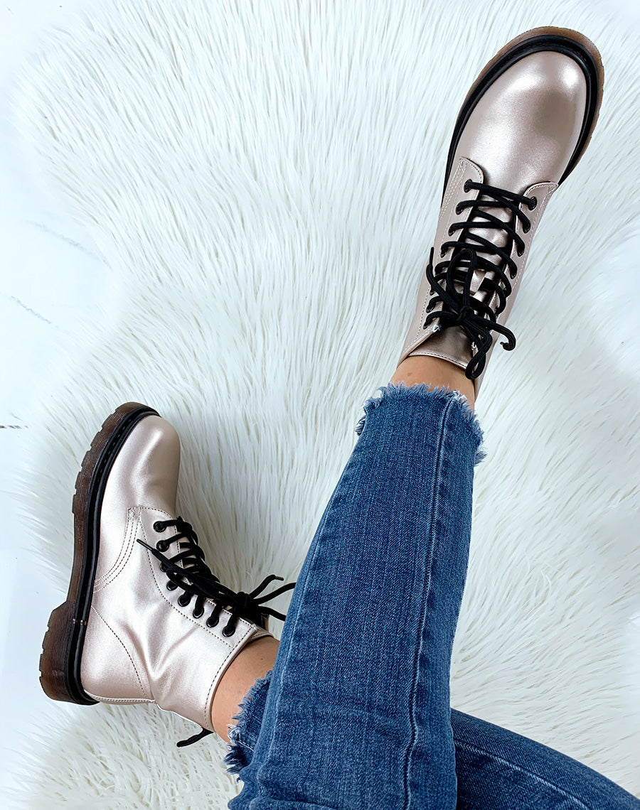 Bottines montante beige