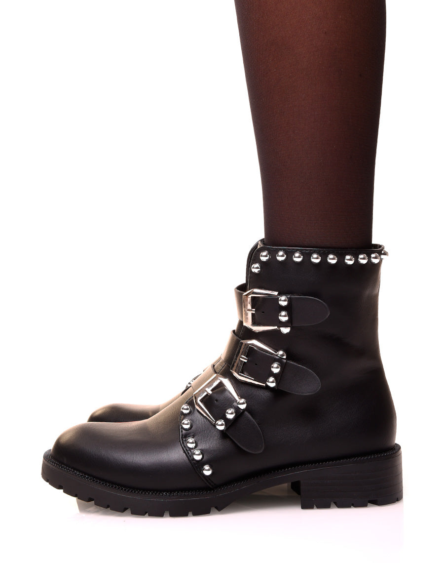 Bottines montantes noires à multiples sangles