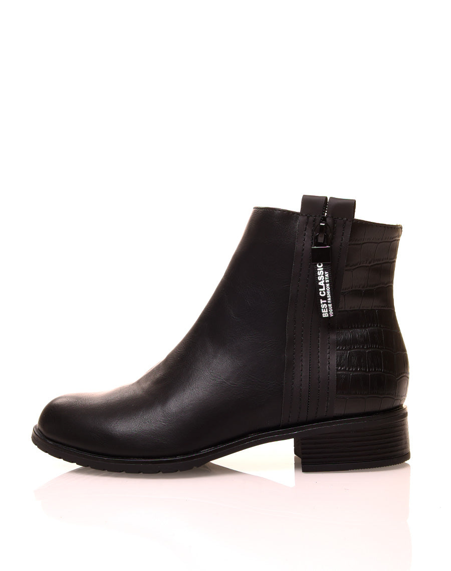 Bottines noir effet croco